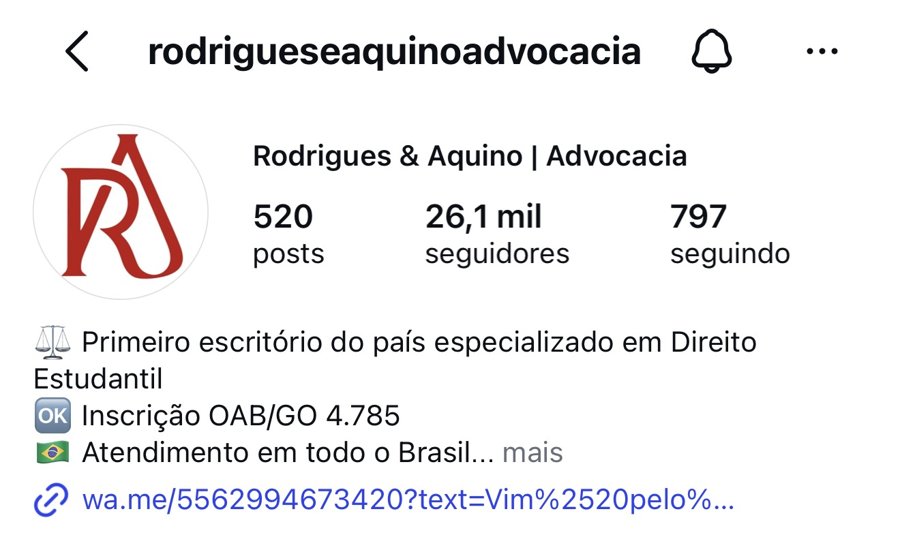 Print do perfil @rodrigueseaquinoadvocacia